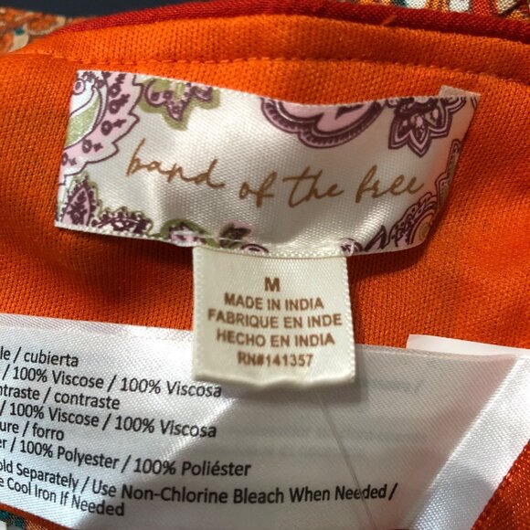 Band Of The Free Orange Paisley Sleeveless Top Size‎ Medium NWT - Picture 2 of 8